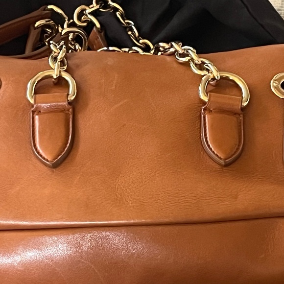 Ralph Lauren Collection Ricky Bag - Tan Leather Shoulder Bag with Chain Straps - Picture 3 of 16